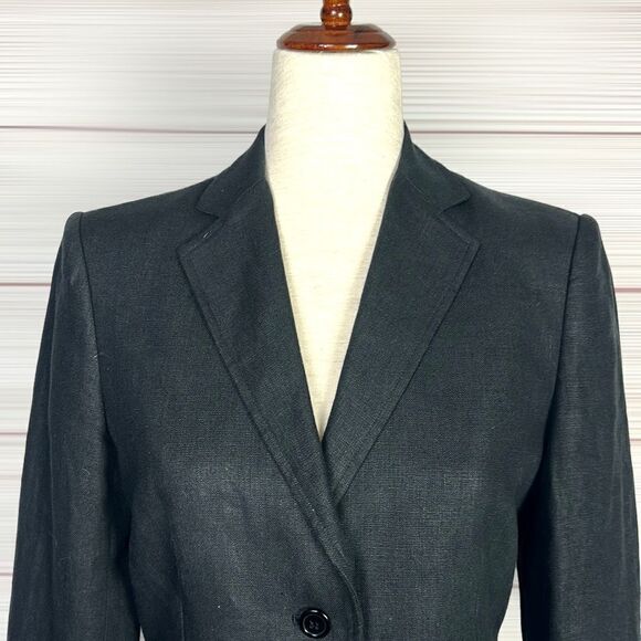 Brooks Brothers Women’s Irish Linen Black Charcoal Oversized Blazer  US 2-4 - Picture 4 of 15